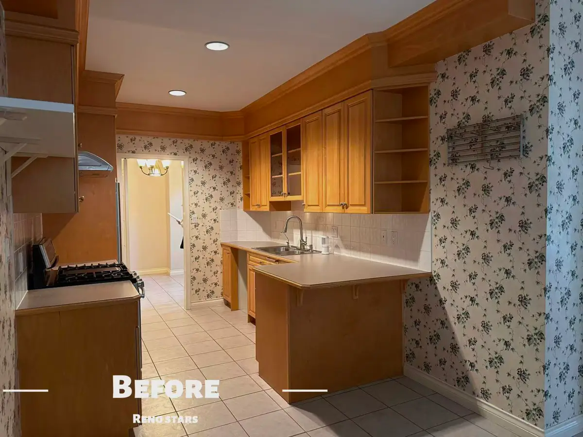 Renovación de cocina moderna con nuevos gabinetes y encimeras - Antes de la renovación 1